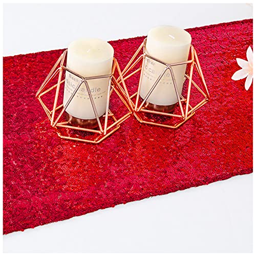 Red Sequin Table Runner 12x108 Inches - 6 Pack Glitter Tablecloths