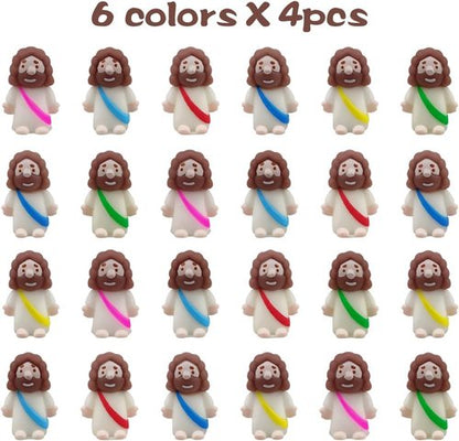 Jofan 24 Pack Plastic Prefilled Easter Eggs - Mini Jesus Mochi Squishy Toys Inside | Perfect for Kids' Easter Baskets