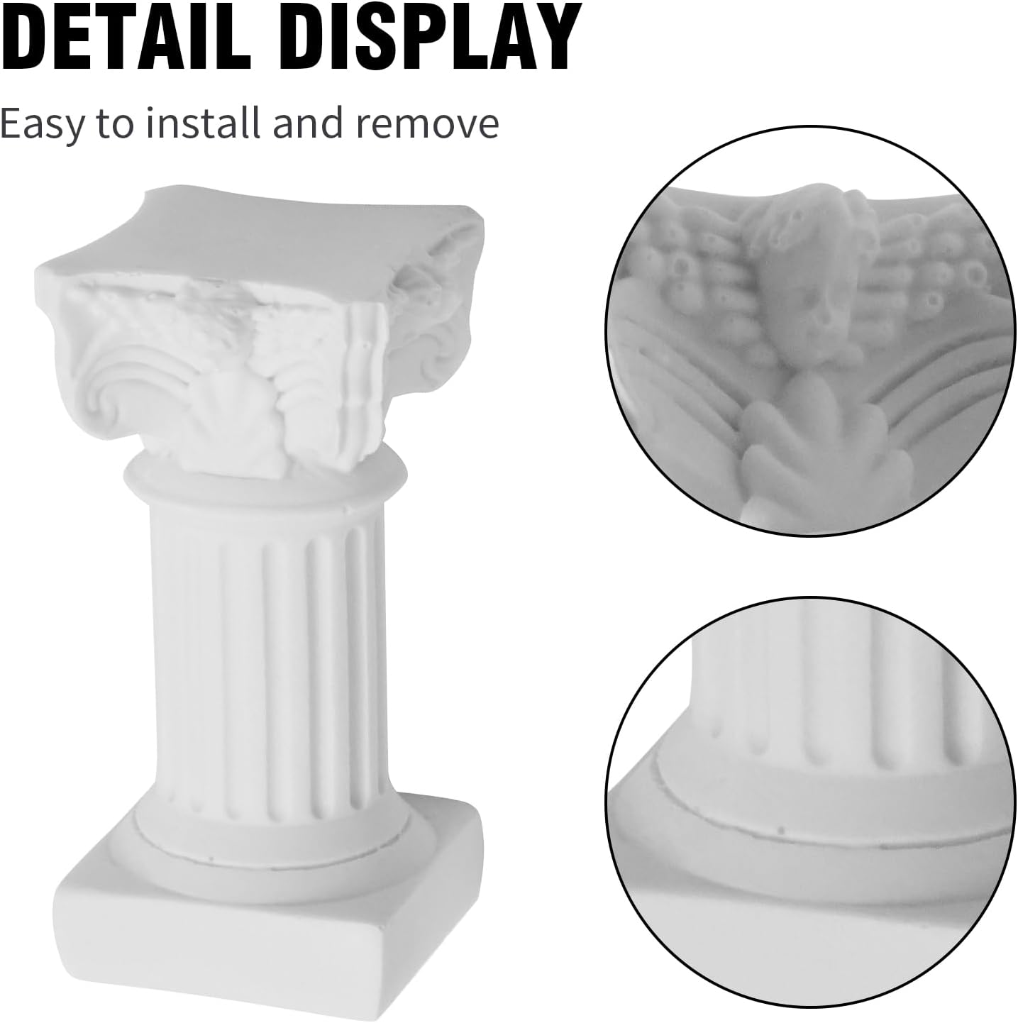 Saihisday Mini Roman Pillar Candle Holders - 4Pcs White Resin Greek Column Decor for Weddings & Table Accents