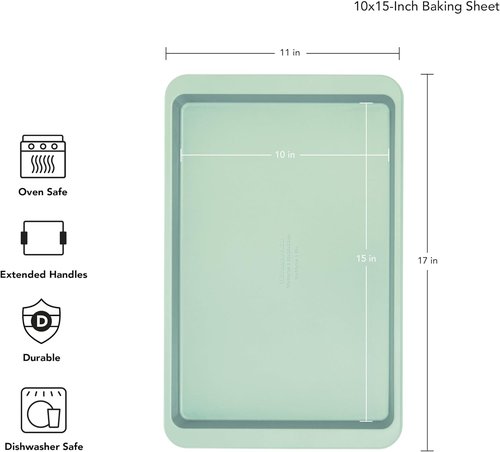 KitchenAid Nonstick Aluminized Steel Baking Sheet - 10x15in, Stylish Pistachio Color