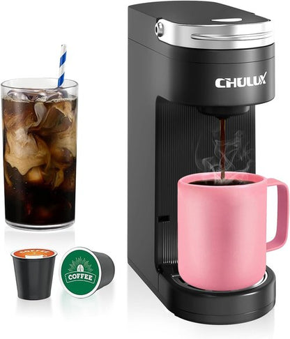 CHULUX Single Serve Coffee Maker - Compact K-Cup Brewer with 6 to 12oz Brew Sizes | Fits 7.3" Travel Mugs