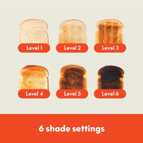 Bella 2 Slice Slim Toaster - 10” Long Slot with 6 Shade Settings & Auto Shutoff | Oatmilk Color