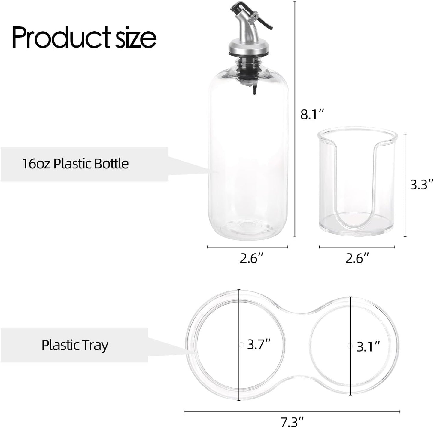 Tbestmax Mouthwash Dispenser - Clear 16oz Pump Bottle with Cup Holder & Tray for Bathroom Organization
