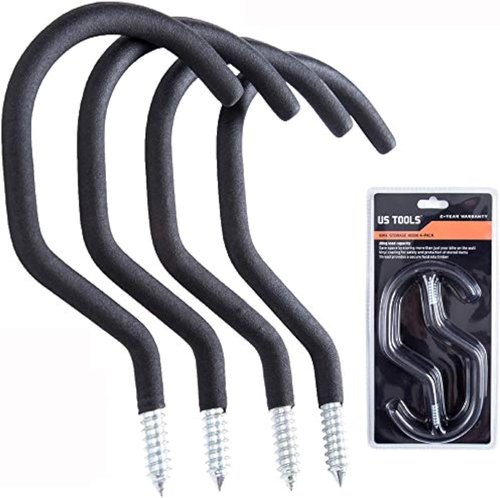 Bike Hooks - Pack of 4 Durable Garage Bike Hangers | Easy Off Wall Mount Storage Solution
