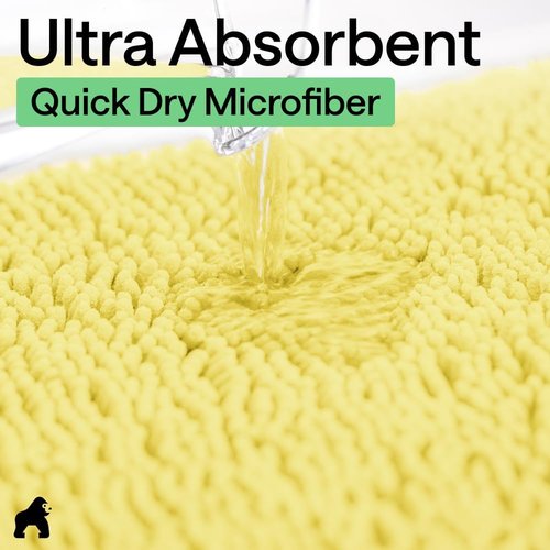 GORILLA GRIP Bath Rug Mat - Soft Absorbent Chenille | Quick Dry Microfiber, 36x24, Yellow