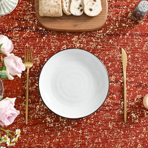 Horaldaily Red Gold Gauze Square Tablecloth 60x60 Inch Home Decor
