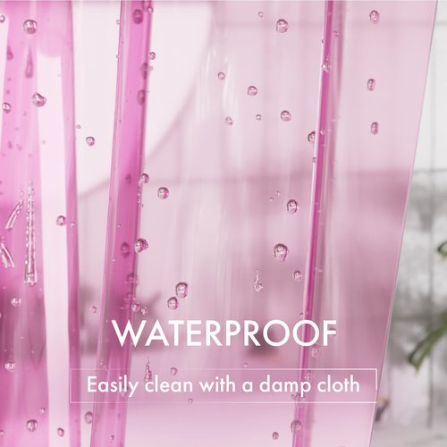 AmazerBath 72x78 Long Shower Curtain Liner, Clear Pink Plastic Shower Liner, Waterproof PEVA Shower Liners, Cute Lightweight Shower Curtains for Bathroom with 3 Magnets & 12 Rustproof Grommets