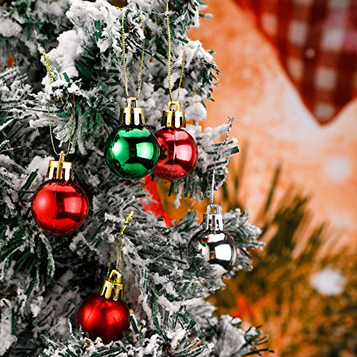 36 Pcs Christmas Mini Ball Ornaments - Red, Green, Silver, 1 Inch