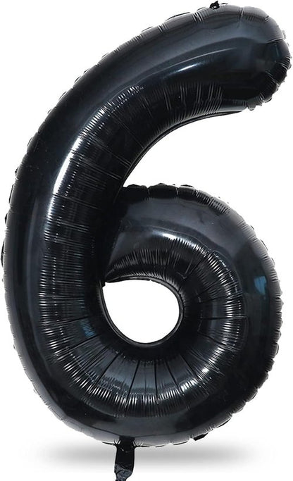 Black Balloon Number 6 - 40 Inch Self-Inflating Foil Balloon for 6th & 16th Birthday Celebrations