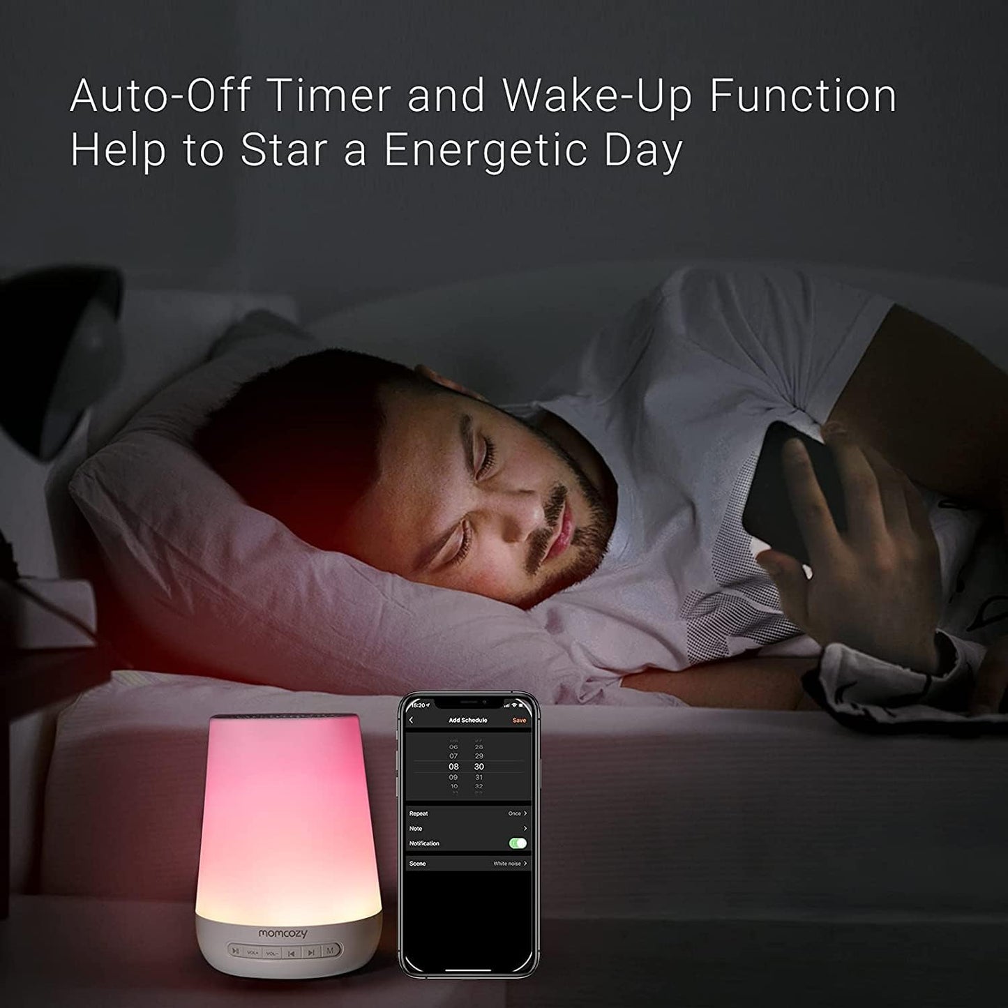 Momcozy Baby Sound Machine - White Noise Machine with Night Light & App Control | 34 Soothing Sounds, Blue