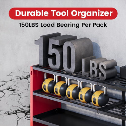 Power Tool Organizer by [Brand Name] - Heavy Duty Wall Mount Shelf with 400lbs Capacity | 12 Slots & 8 Outlets