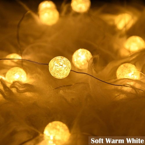 Grandhome Globe String Lights - 10ft 30 LED Crystal Ball Fairy Lights | Waterproof & Remote Control, Warm White
