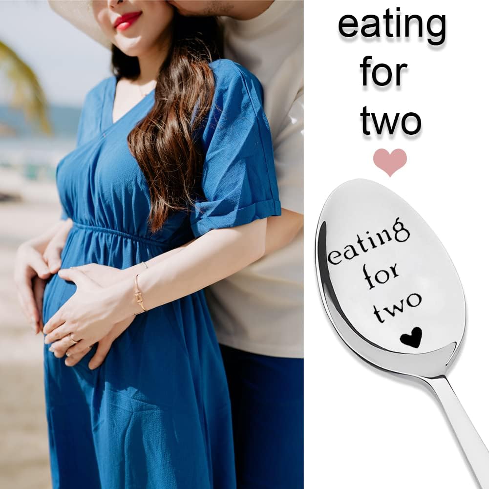 Skiennix Pregnancy Gifts - Eating for Two Spoon Set for New Moms | Perfect for Soup & Cereal