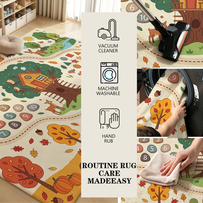 Tree House Learning Rug 3x5 ft - Kids Bedroom Educational Play Mat with Forest Design - Variation of THIS listing