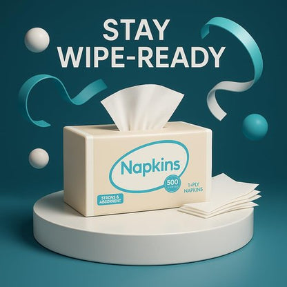 eSharks 12" x 12" White Disposable Paper Napkins 500 Count Soft Everyday Napkins for Home Parties Events Lunch Dinner Gatherings and General Use