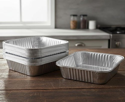 Ailelan Aluminum Foil Pans - 8x8 Disposable Cooking & Storage Pans | 50-Pack for Easy Food Prep
