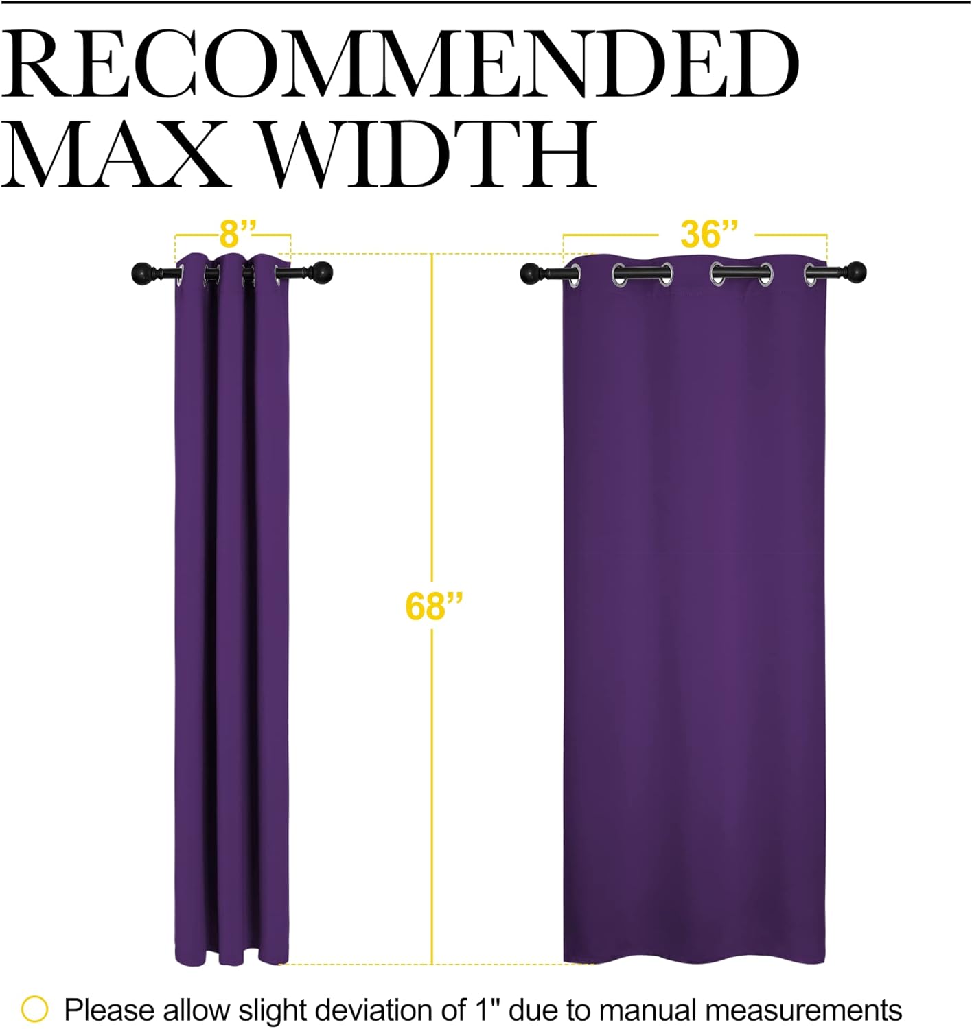 NICETOWN Blackout Curtains - Thermal Insulated Solid Ring Top Drapes for Bedroom | Set of 2, 42 x 68 Inch, Royal Purple