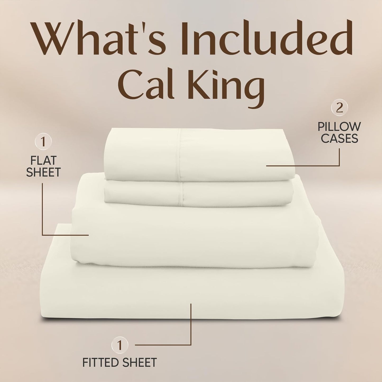 Utopia Bedding California King Sheet Set - Soft, Breathable Microfiber, 4-Piece in Ivory | Oeko-Tex Certified
