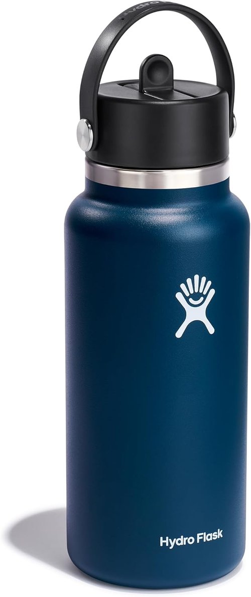 Hydro Flask Water Bottle - Insulated Stainless Steel with Wide Straw Lid - 32 Oz Indigo Blue