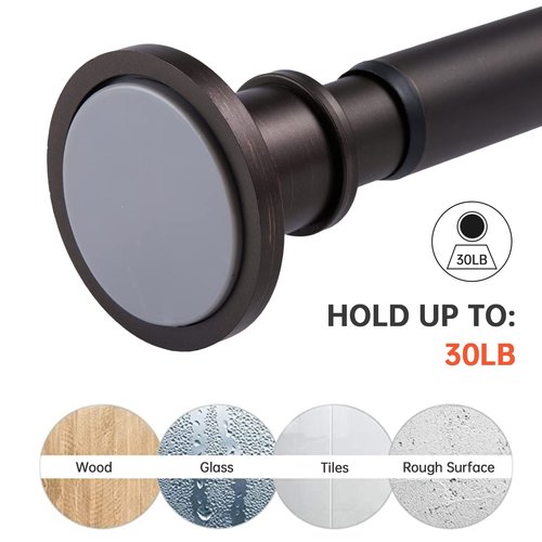 BRIOFOX Industrial Shower Curtain Rod - Never Rust Non-Slip 43-72 Inch Stainless Steel, Bronze, Painted-gold Finial