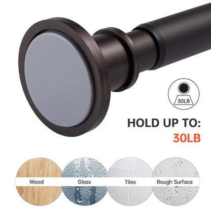 BRIOFOX Industrial Shower Curtain Rod - Never Rust Non-Slip 43-72 Inch Stainless Steel, Bronze, Painted-gold Finial