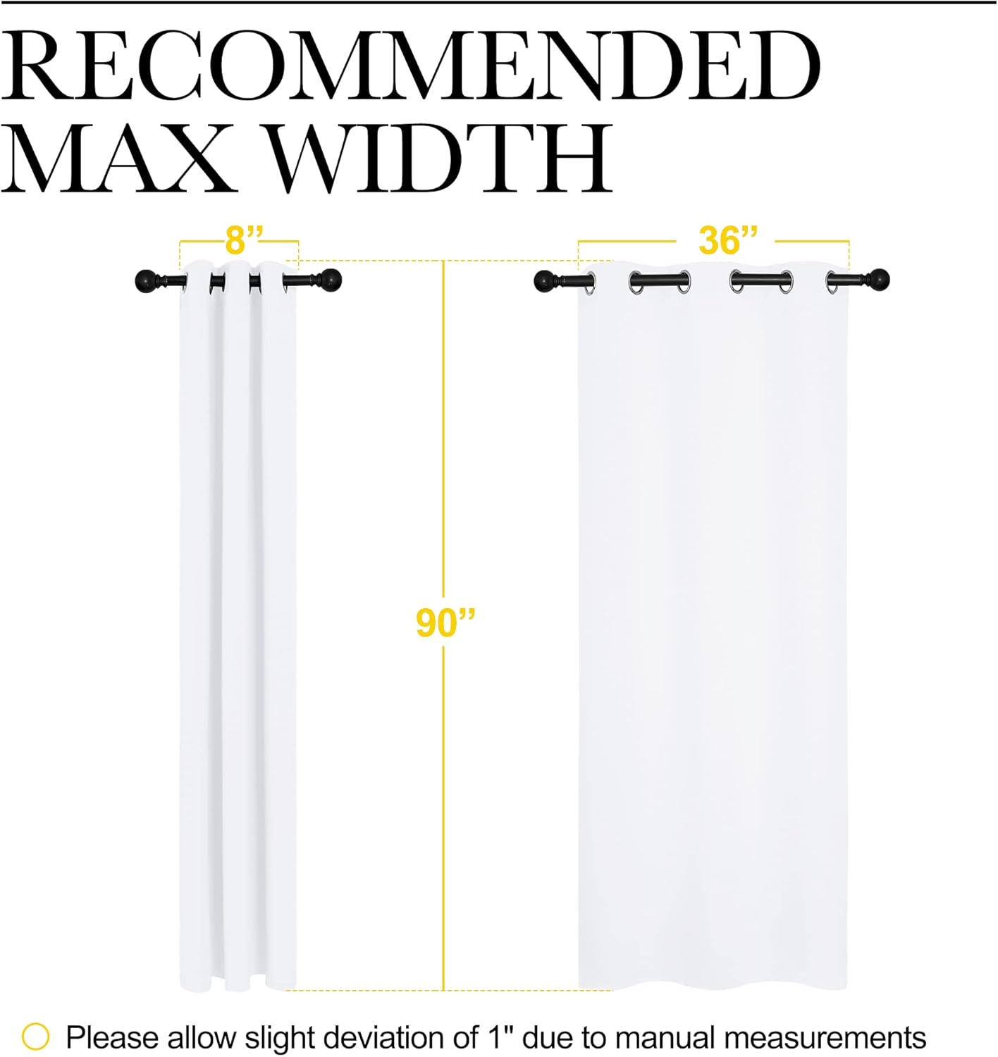NICETOWN Solid Window Curtain Panels - Grommet Design, Elegant White, 42 x 90 Inches, Set of 2