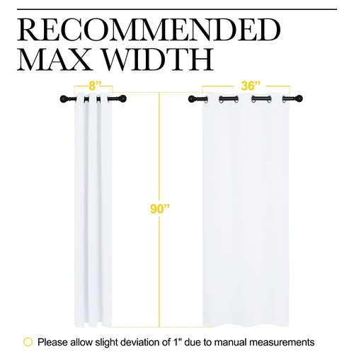 NICETOWN Solid Window Curtain Panels, Grommet, Polyester, Bedroom, White, 42 x 90, Pack of 2