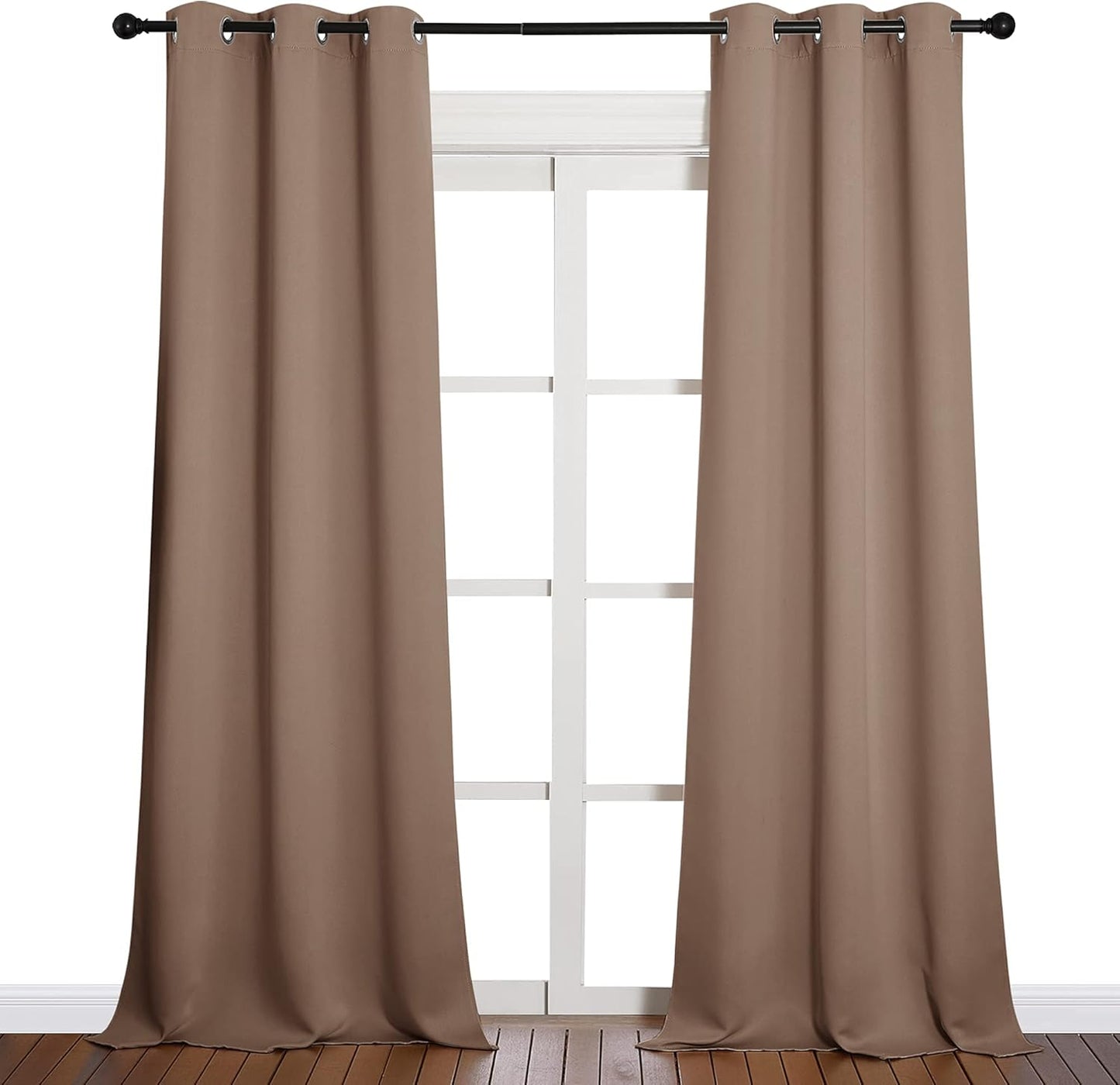 NICETOWN Light Reducing Grommet Curtains - Soft Triple Woven Drapes for Living Room | 2 Panels, W42 x L90, Cappuccino