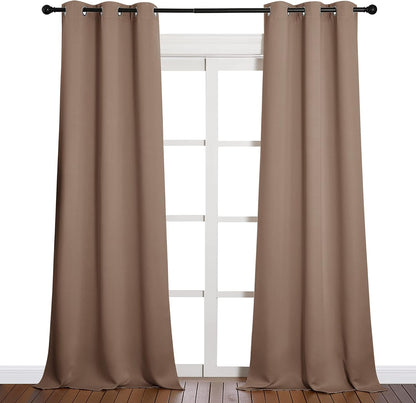 NICETOWN Light Reducing Grommet Curtains - Soft Triple Woven Drapes for Living Room | 2 Panels, W42 x L90, Cappuccino