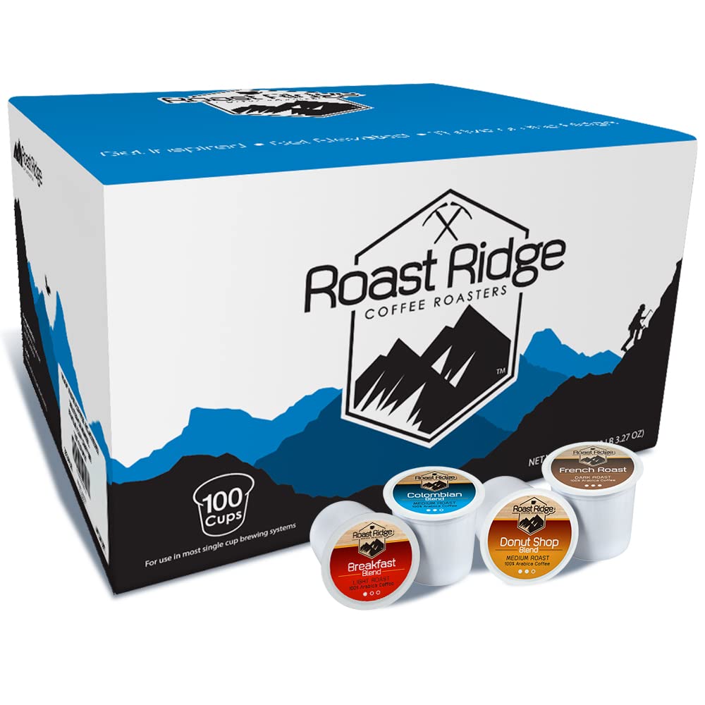 Roast Ridge Coffee Pods - Variety Pack for Keurig K-Cup Brewers | 100 Count (Light, Medium, Dark Roast)