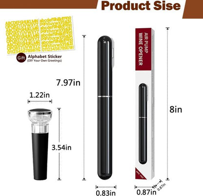 Air Pressure Wine Opener & Vacuum Stopper Set - NUCOKRS Pen Style Corkscrew with Foil Cutter, Opens in 3-7 Pumps, Preserves Wine Freshness, Idea Gift for Wine Lovers