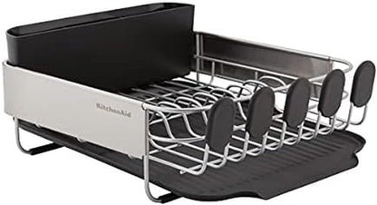 KitchenAid Dish Rack - Compact & Space-Saving Design with Removable Caddy | 16.06-Inch, Black