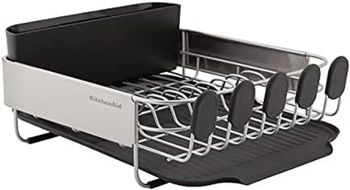 KitchenAid Dish Rack - Compact & Space-Saving Design with Removable Caddy | 16.06-Inch, Black
