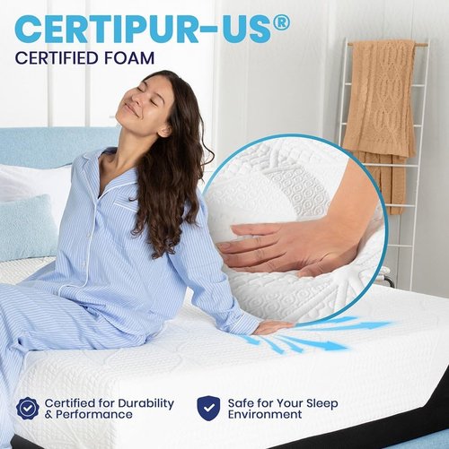 Classic Brands Cool Gel Chill Memory Foam Mattress - 14-Inch with 2 Bonus Pillows | CertiPUR-US Certified | Queen Size