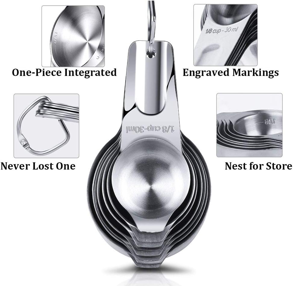 Stainless Steel Measuring Cups Set by [Brand Name] - 7 Stackable Cups for Accurate Liquid & Dry Ingredient Measurement | Essential Kitchen Gadgets