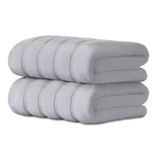 HITIME 2 Pack 100% Cotton Towels, Cotains 2 Bath Towels 27" x 55", Larger & Lightwight, Highly Absorbent Quick Drying Super Soft Towels,Perfect for Bathroom (Light Gray)