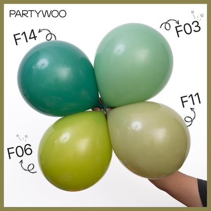 PartyWoo Sage Green Balloons - 140-Piece Latex Balloon Arch Kit for Weddings & Birthdays | Olive Boho Decor
