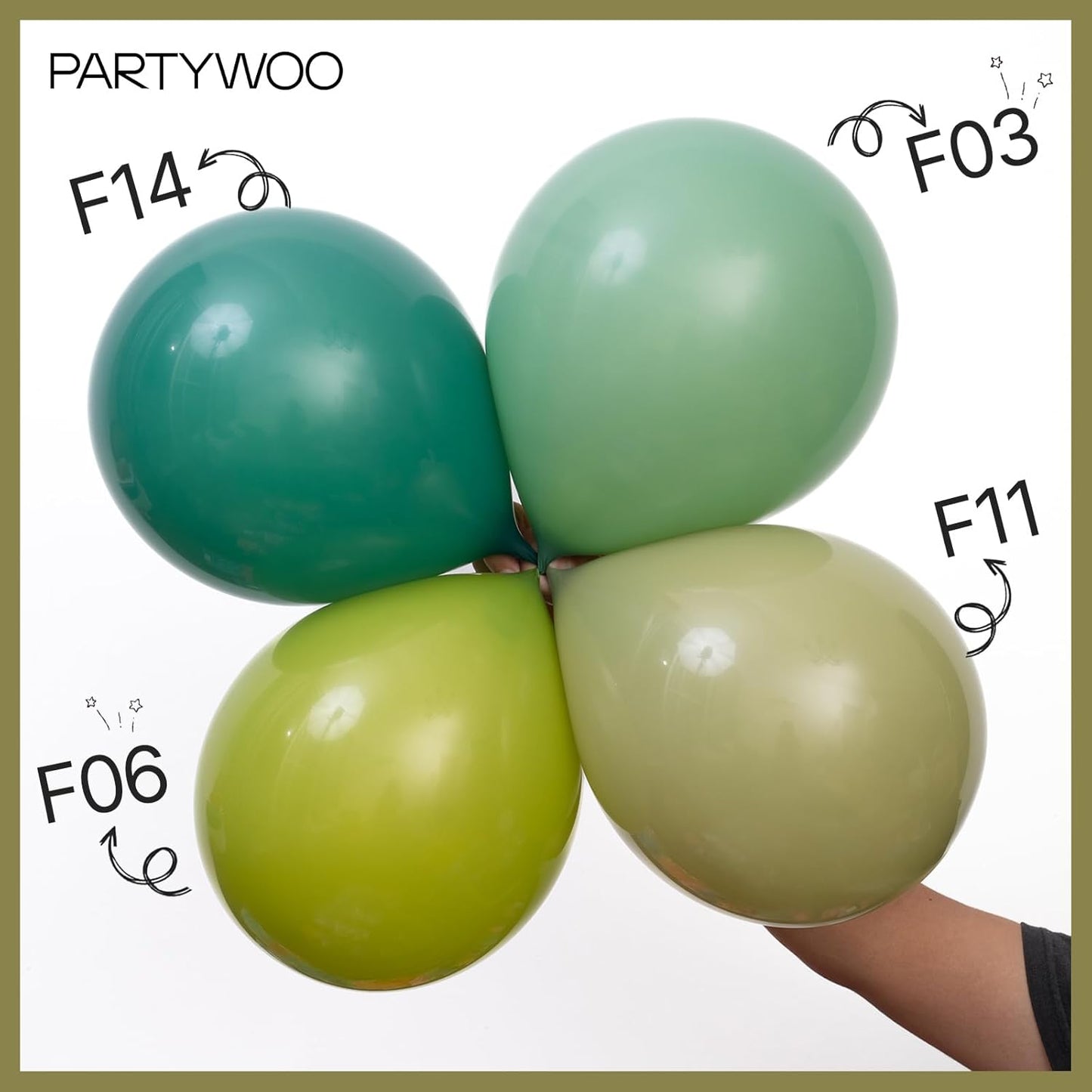 PartyWoo Sage Green Balloons - 50 Pcs 12 Inch Matte Olive Green Latex for Weddings & Celebrations