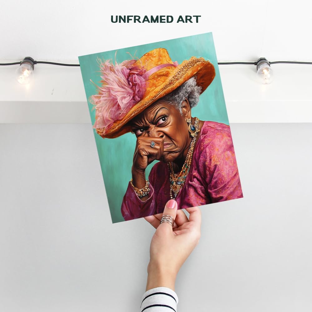 Black Woman Bathroom Art | Humorous African American Decor - Trendy Wall Art for Restrooms