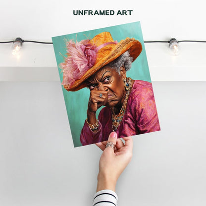 Black Woman Bathroom Art | Humorous African American Decor - Trendy Wall Art for Restrooms