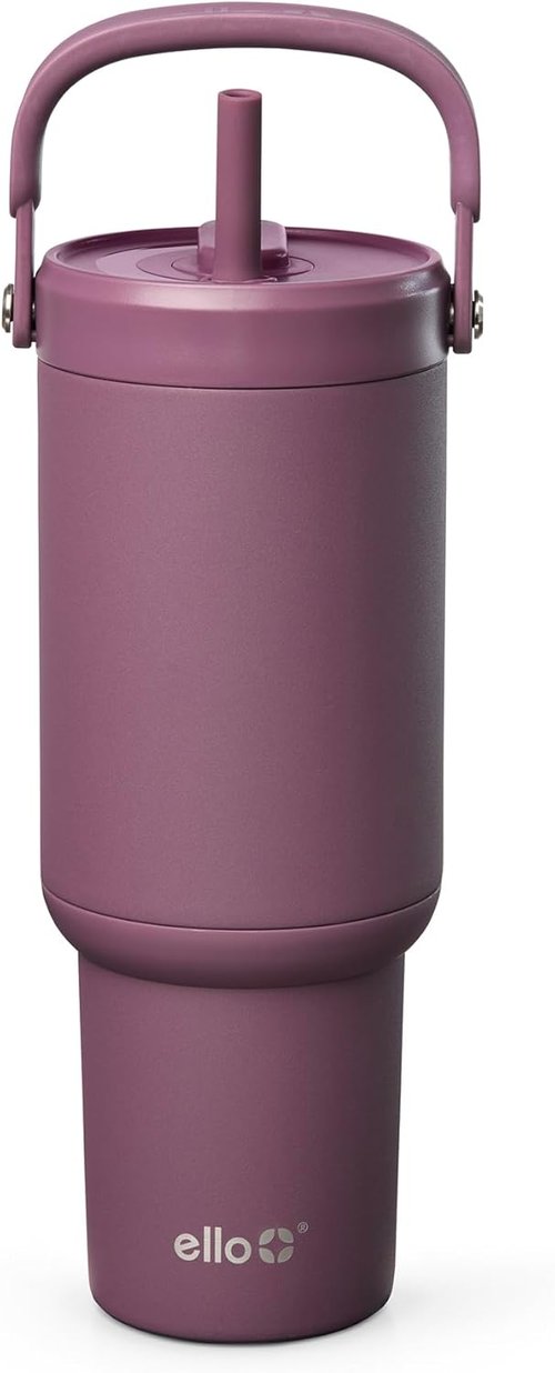 Ello Oasis Go+ 26oz Tumbler - Reusable Insulated Stainless Steel Cup | 100% Leakproof, 24-Hour Cold, Wild Raspberry