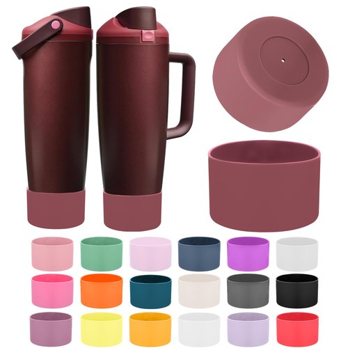 Mity rain 2PCS Protective Silicone Boots for Owala 30oz & 40oz FreeSip Sway Bottles & Tumblers - Accessories for owala, Enhances Stability & Prevents Scratches(Black Cherry)