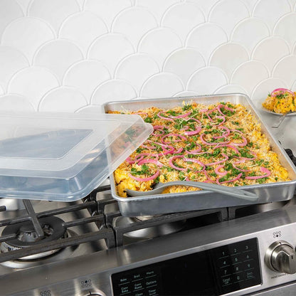 Nordic Ware Extra Large Baking Pan - High-Sided Natural Aluminum with Reinforced Steel Rim | 21.1 x 15 x 2 Inches