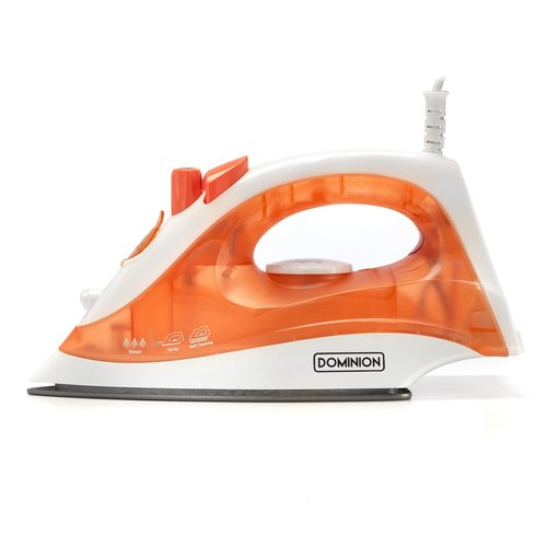 Dominion Steam Iron for Clothes With Non-Stick Soleplate, Lightweight 1200W Clothes Iron With Adjustable Thermostat Control, Self Clean, Pivoting Cord, and Steam/Dry/Spray Functions, Coral