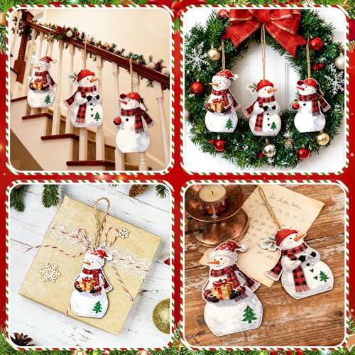 Rustic Christmas Snowman Wooden Centerpiece Set - Holiday Table Decor