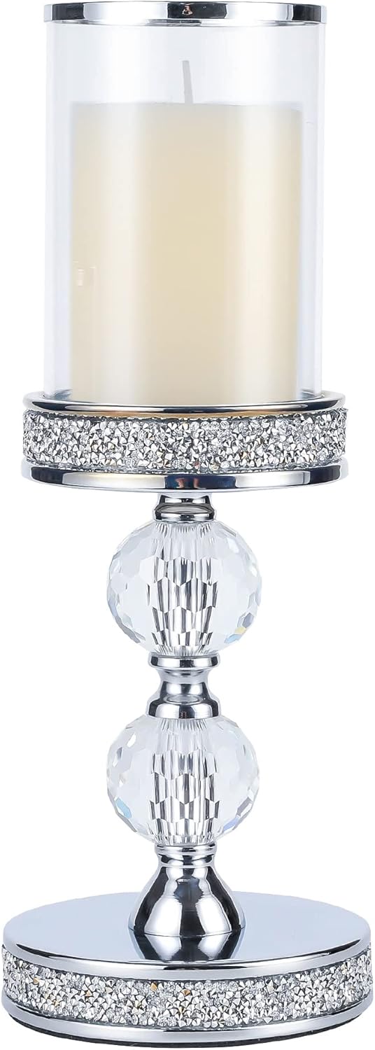 Skiennix Crystal Candle Holders - Elegant Pillar Candlesticks for Weddings & Home Decor | Perfect Centerpieces