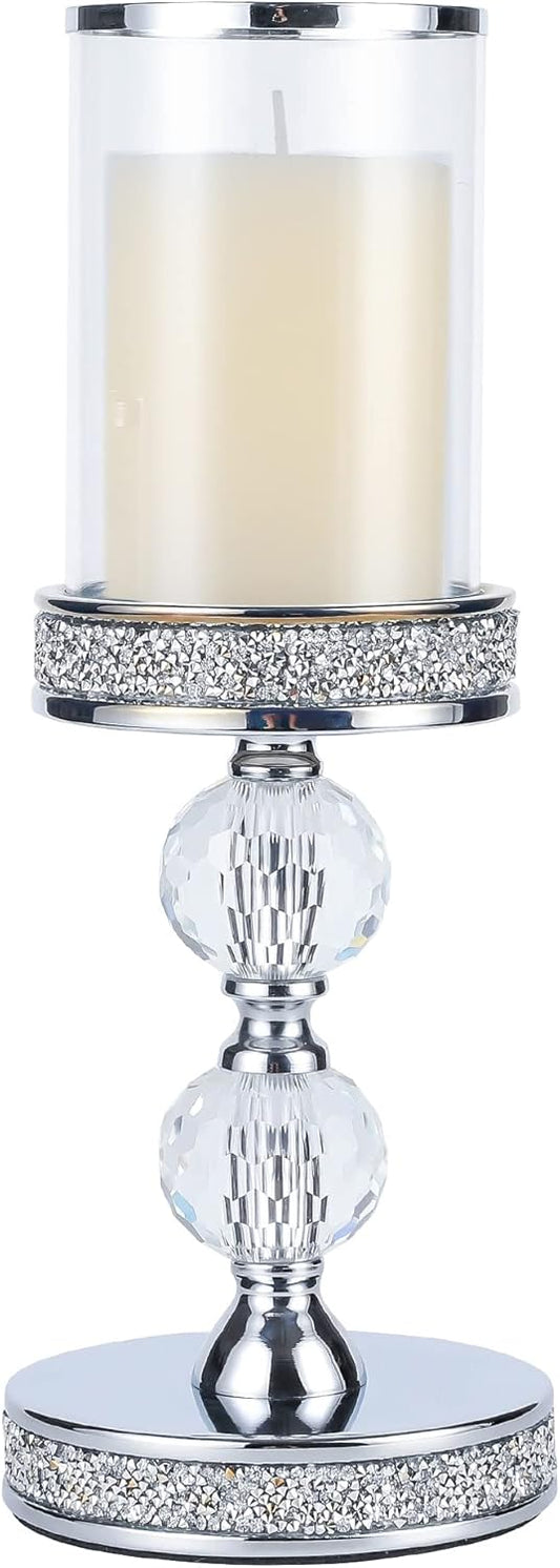 Skiennix Crystal Candle Holders - Elegant Pillar Candlesticks for Weddings & Home Decor | Perfect Centerpieces