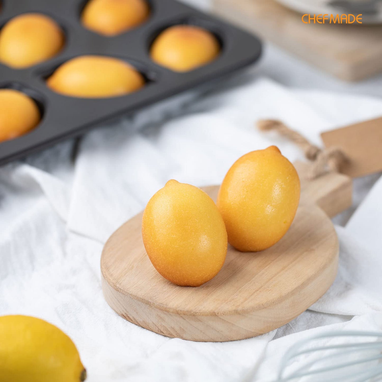 CHEFMADE Muffin Cake Pan, Nonstick 12 Cavity Lemon-Shaped Bakeware