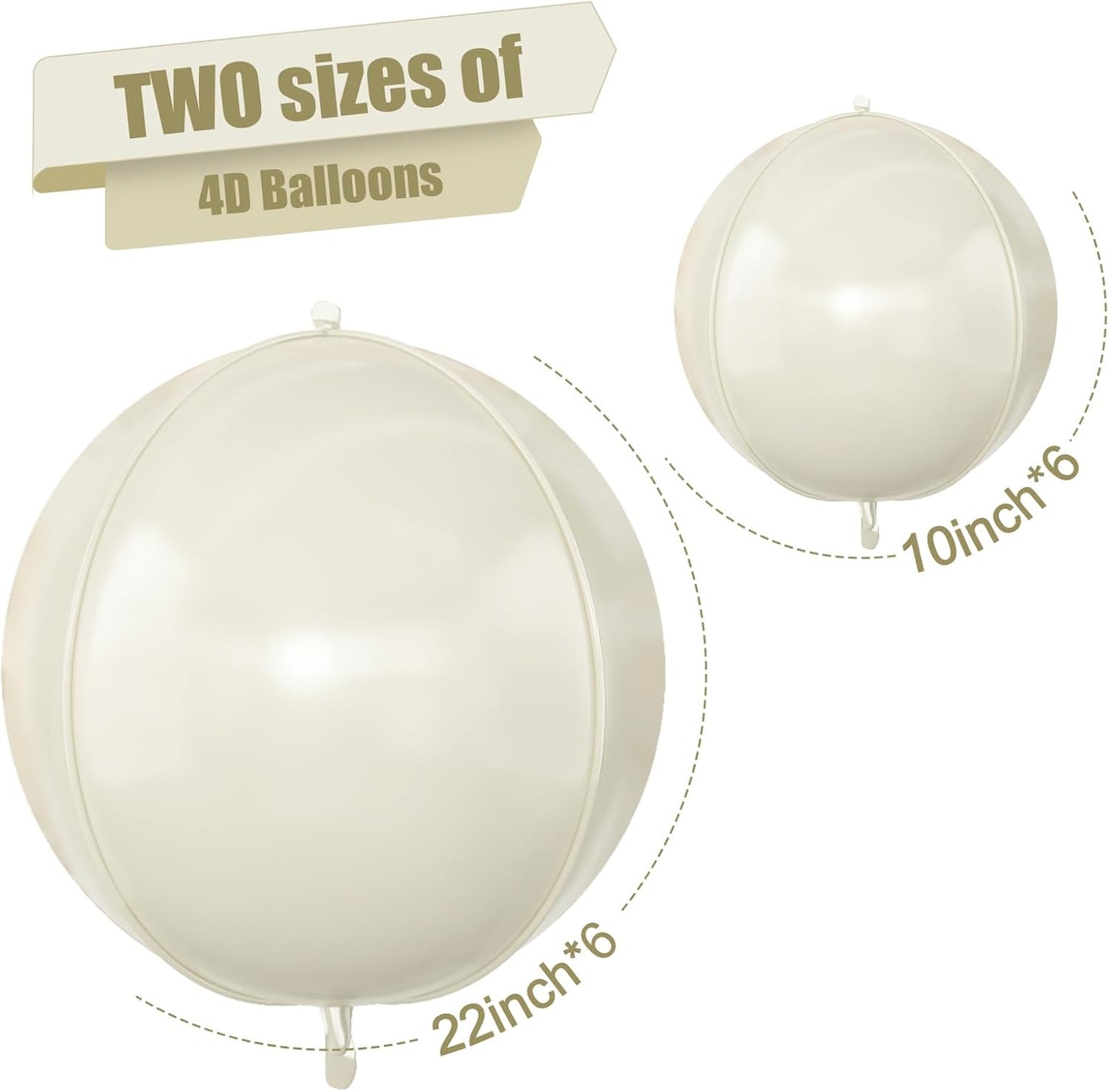 Skiennix 12Pcs Cream White Round Foil Balloons - 22" & 10" Mylar Ivory Balloons for Boho Weddings & Parties