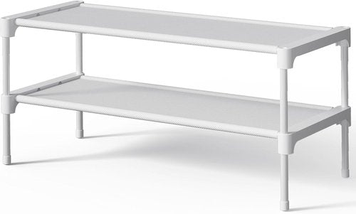 Kitsure Shoe Rack - Stackable Non-Woven Shoe Organizer for Closet & Entryway | 2-Tier, 27.5" Wide, White